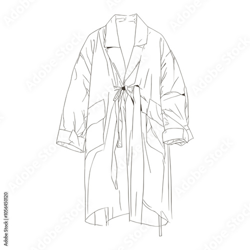 Simple Outline of Long Open Cardigan with Dropped Shoulders