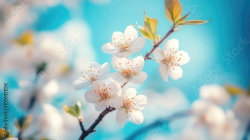 Delicate White Blossoms on a Branch