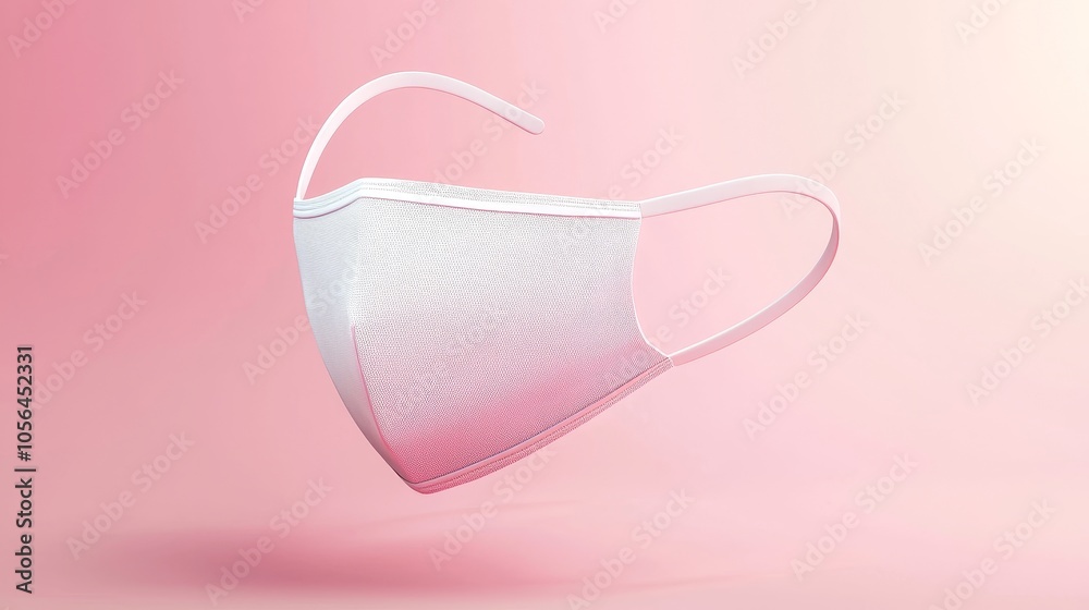 A sleek, minimalist white face mask on a smooth, gradient background. The mask's details are sharp and clean, floating in perfect isolation A sleek, minimalist white face mask on a smooth, gradient background. The mask's details are sharp and clean, floating in perfect isolation