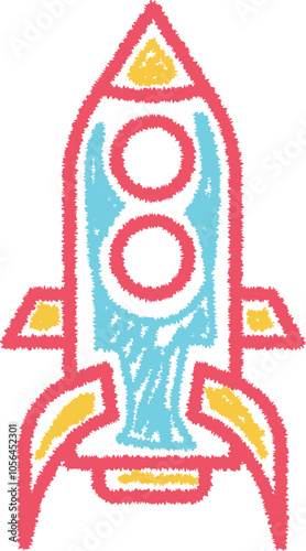 Colorful rocket chalk drawing illustration vector