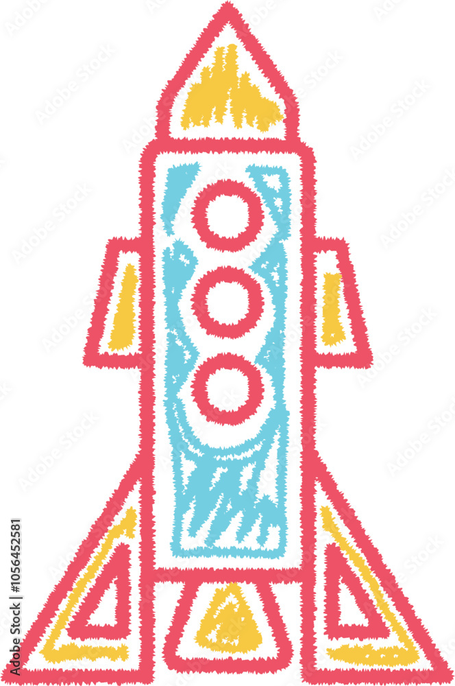 Fototapeta premium Colorful rocket chalk drawing illustration vector