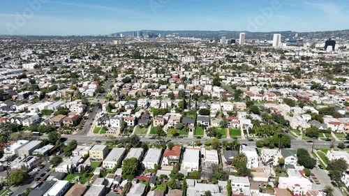 Los Angeles Westside from Rimpau Blvd Aerial Shot Forward California USA photo