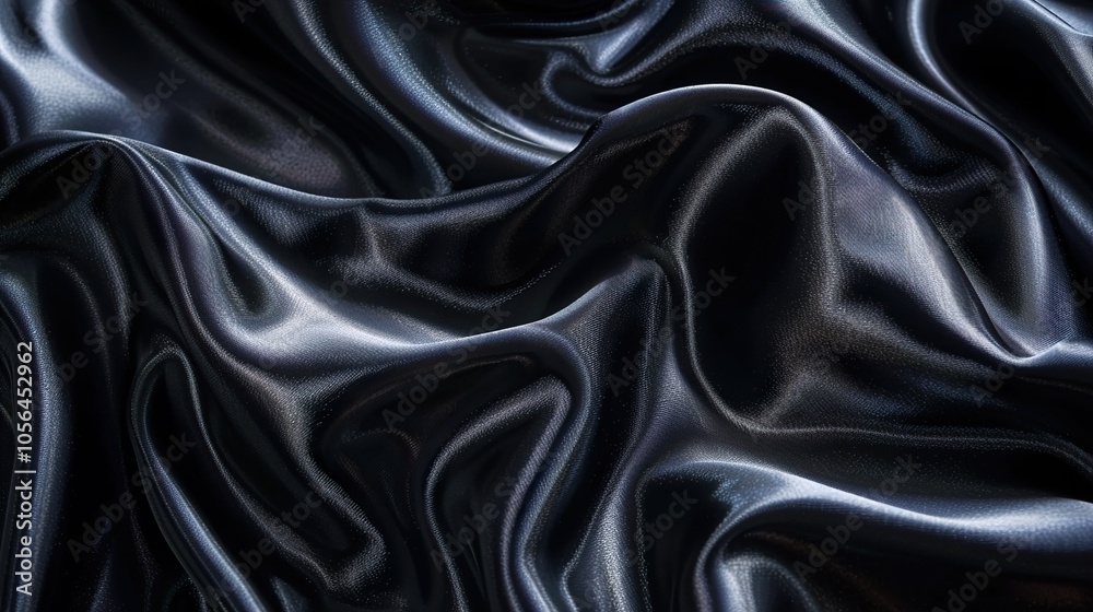 Obraz premium Black Silk Fabric Texture - Abstract Background
