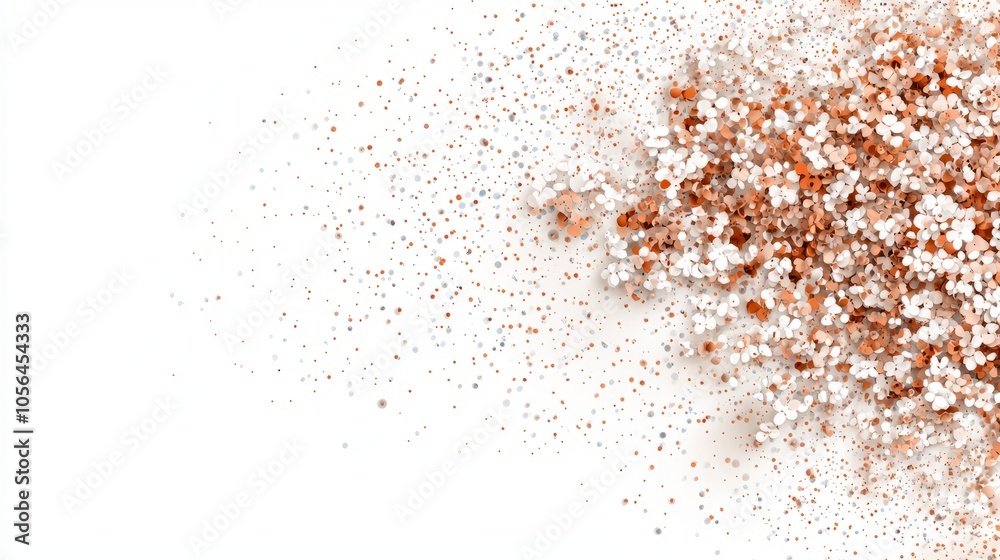 A burst of copper glitter on a white background. A burst of copper glitter on a white background.