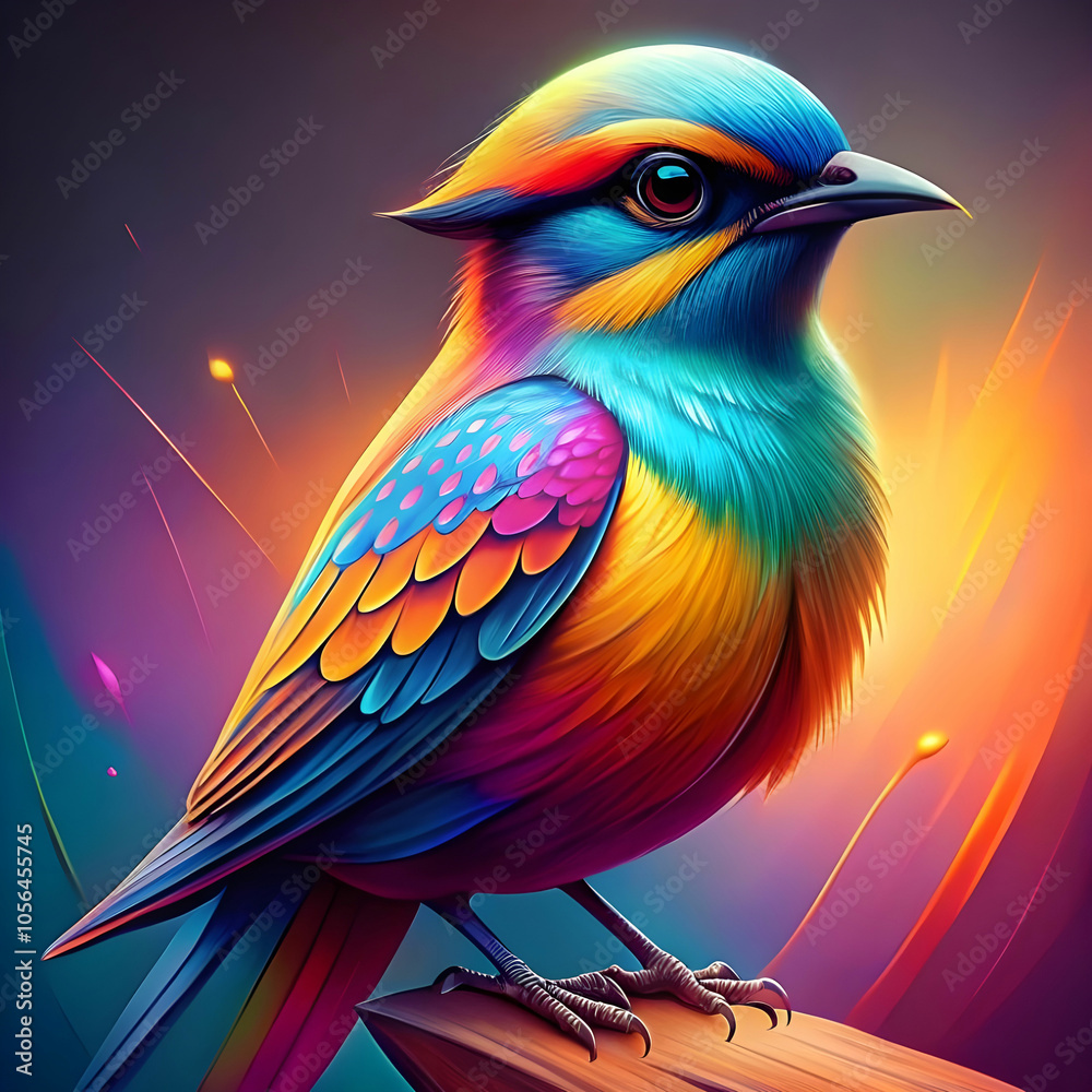 Obraz premium colorful bird illustration gradient