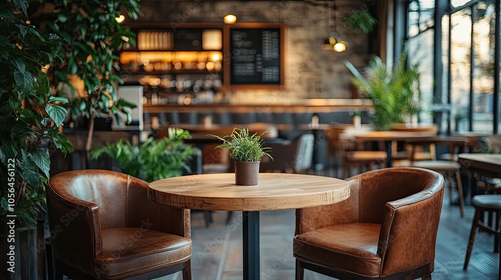 Empty cafe table with chairs. Perfect for showcasing a cafe or restaurant's cozy atmosphere. Empty cafe table with chairs. Perfect for showcasing a cafe or restaurant's cozy atmosphere.