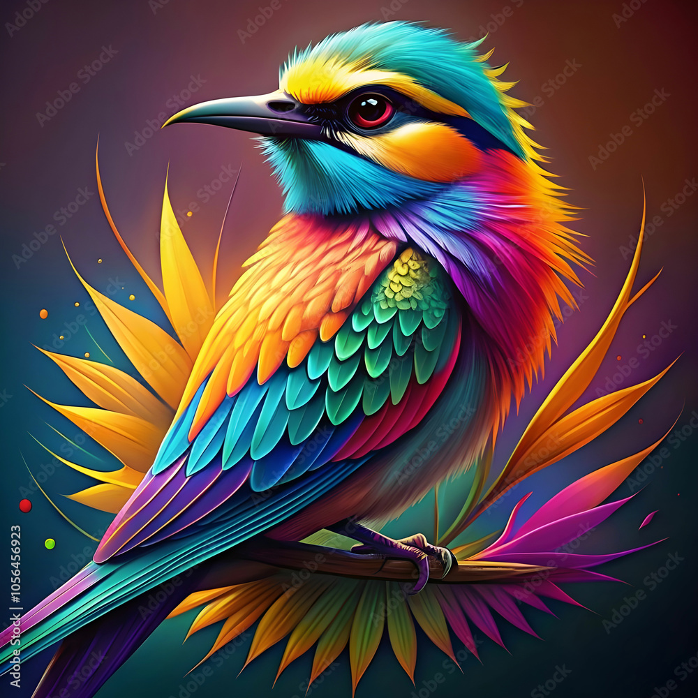 Obraz premium colorful bird illustration gradient
