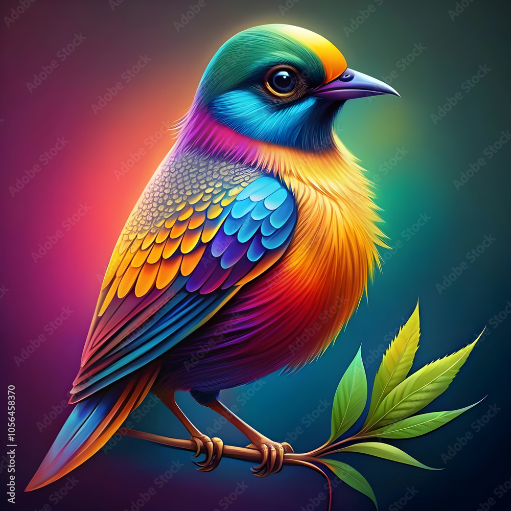 Fototapeta premium colorful bird illustration gradient