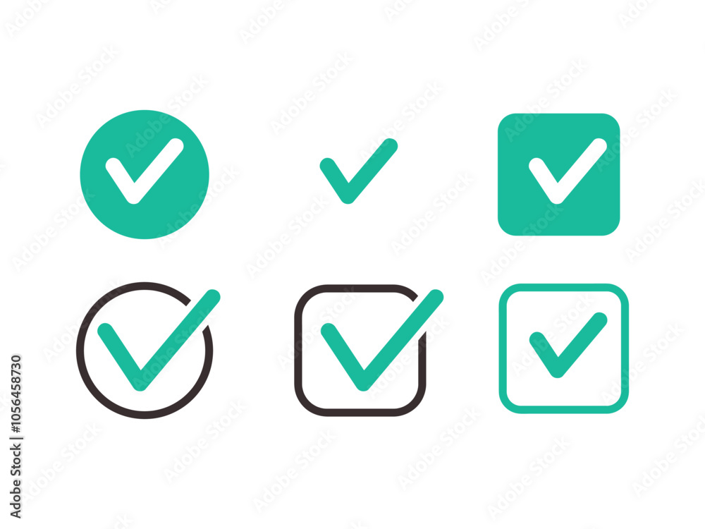 Set of check marks for agreement, vote, confirmation, choise Set of check marks for agreement, vote, confirmation, choise