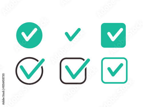 Set of check marks for agreement, vote, confirmation, choise