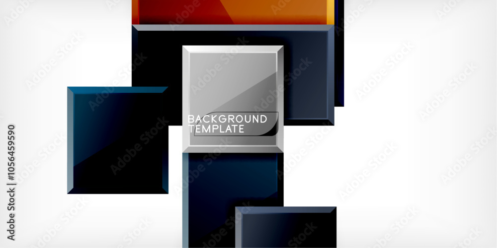 Glass toy style square shapes abstract design. Vector Illustration For Wallpaper, Banner, Background, Card, Book Illustration, landing page