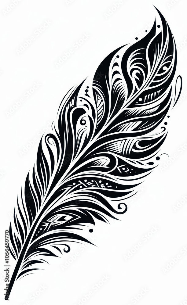 Obraz premium TRIBAL TATOO トライバル タトゥ 刺青 羽 羽毛