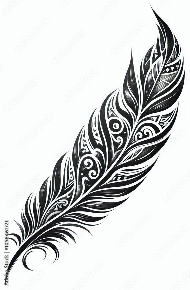 Obraz premium TRIBAL TATOO トライバル タトゥ 刺青 羽 羽毛