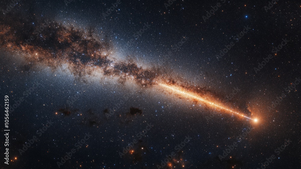 Shooting star with a long, bright tail crossing the Milky Way generative ai Shooting star with a long, bright tail crossing the Milky Way generative ai