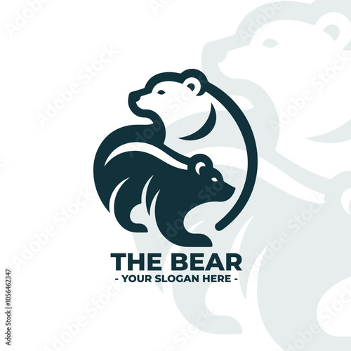 a flat minimalist logo of a bear