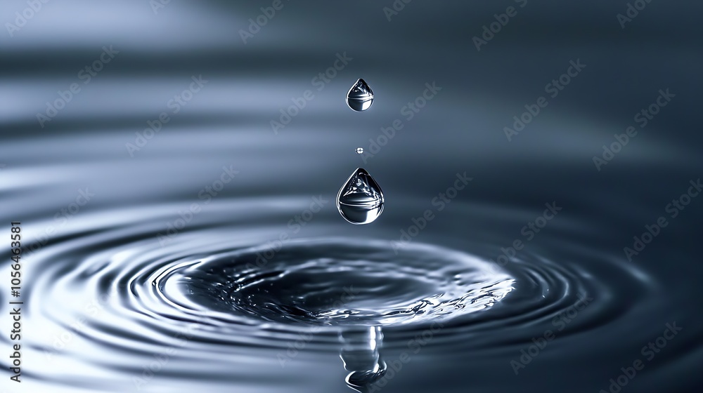 Close-Up Water Droplet with Ripples in Motion Creating Artistic Nature Concept : Generative AI Close-Up Water Droplet with Ripples in Motion Creating Artistic Nature Concept : Generative AI