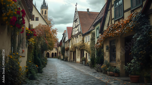 Cobblestone Street in a Quaint European Town - Realistic Image