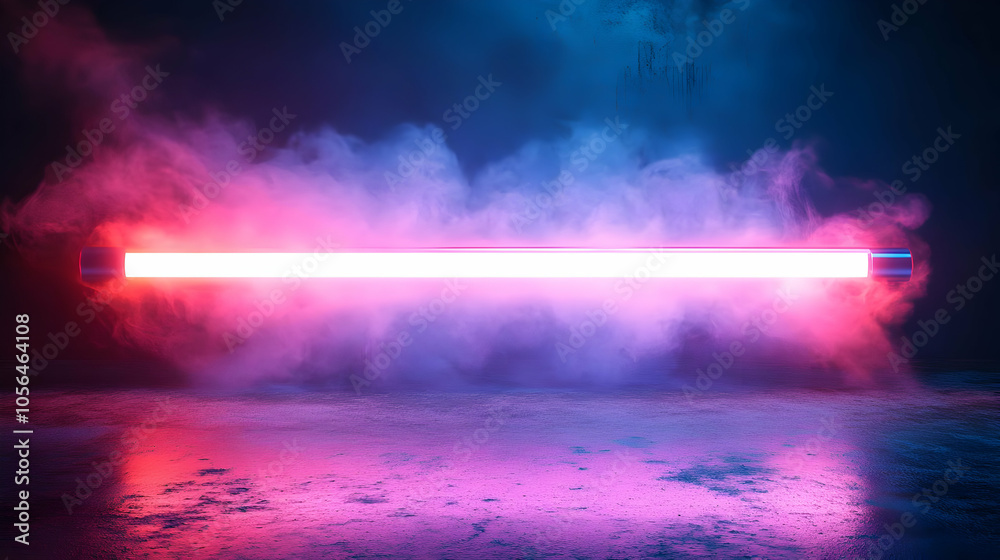 Abstract Background with Neon Light and Smoke Abstract Background with Neon Light and Smoke