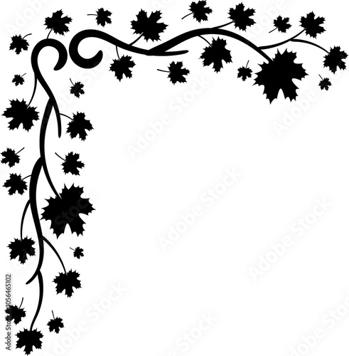 Natural flowers modern ornament frame peace with many dilates on the white background. Black and white. photo