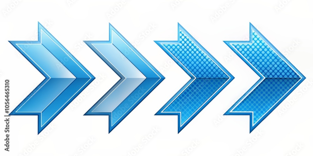 Blue Arrow Progression From Solid to Dotted Pattern Blue Arrow Progression From Solid to Dotted Pattern