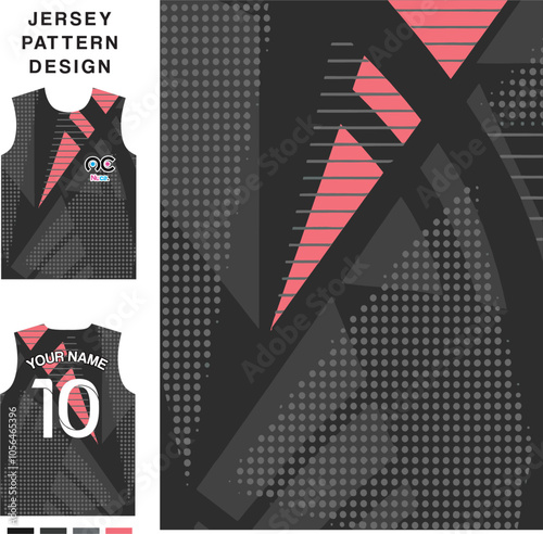 Abstract concept vector jersey pattern template for printing or sublimation sports uniforms football, volleyball, basketball, e-sports, cycling and fishing. Pattern jersey printing.