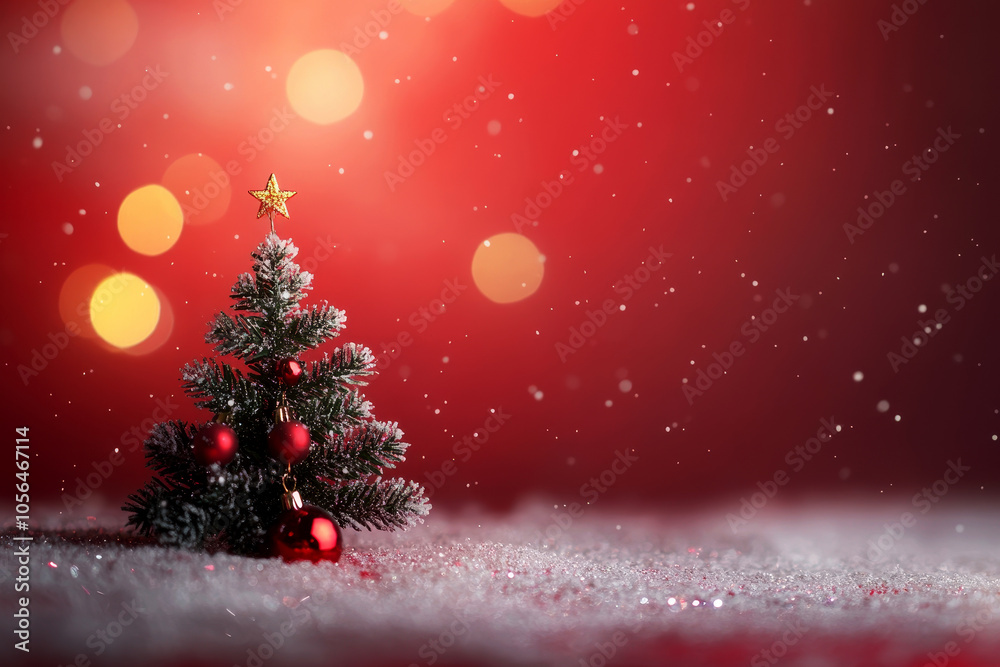 A red holiday background with an empty space for text, Christmas decorations ornament concept. A red holiday background with an empty space for text, Christmas decorations ornament concept.