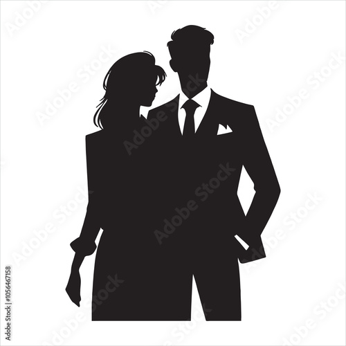 Wallpaper Mural Elegant couple in modern clothes silhouette on white background
 Torontodigital.ca