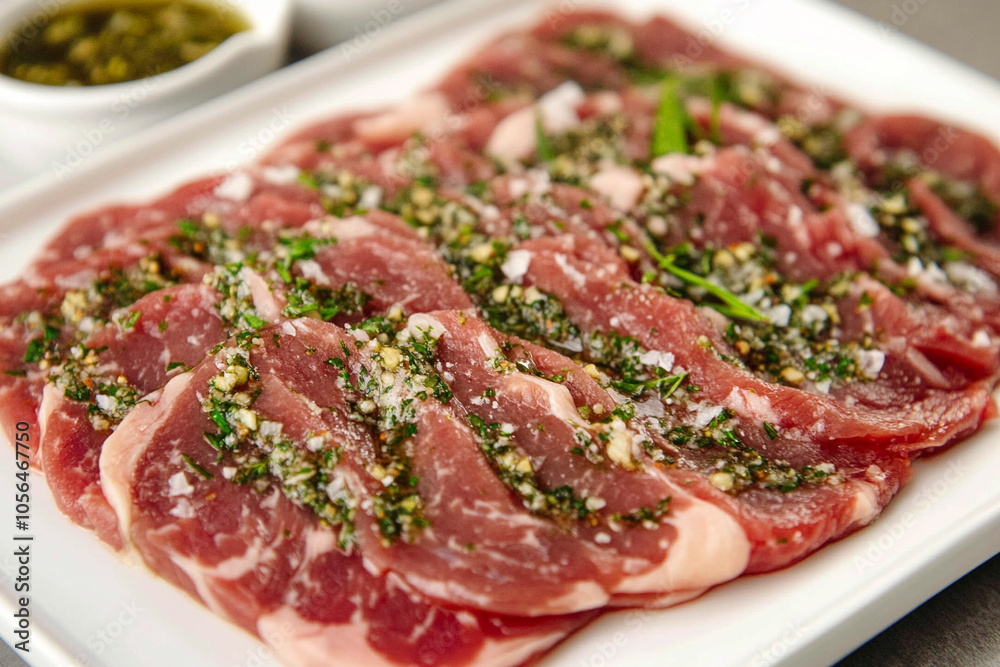 Italian Beef Carpaccio in the dish