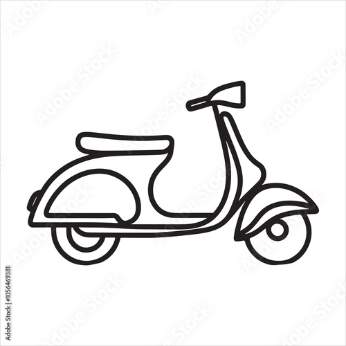 single one line Scooter silhouette on white background
