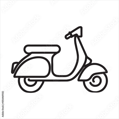 single one line Scooter silhouette on white background
