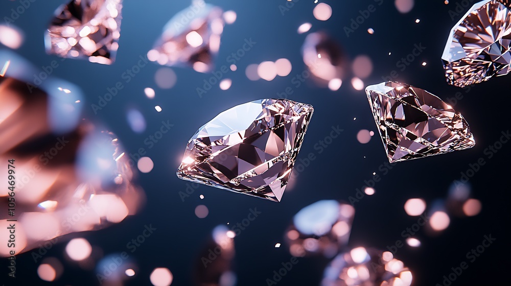 Luxurious diamonds reflecting light against a dark and dreamy background : Generative AI Luxurious diamonds reflecting light against a dark and dreamy background : Generative AI
