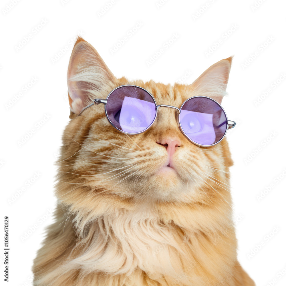 (Multiple values)High-Quality PNG Closeup portrait of funny ginger cat wearing sunglasses isolated White Background – High Resolution (Multiple values)High-Quality PNG Closeup portrait of funny ginger cat wearing sunglasses isolated White Background – High Resolution