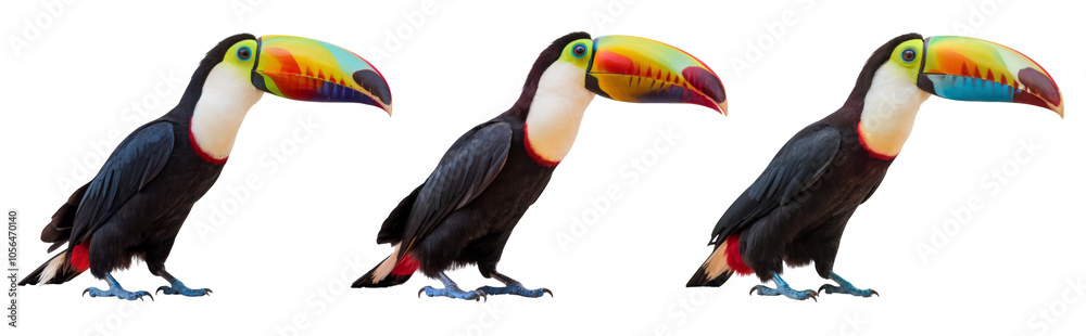 High-Quality PNG Toucan toco bird, colored bird with big beak Isolated on White Background – High Resolution