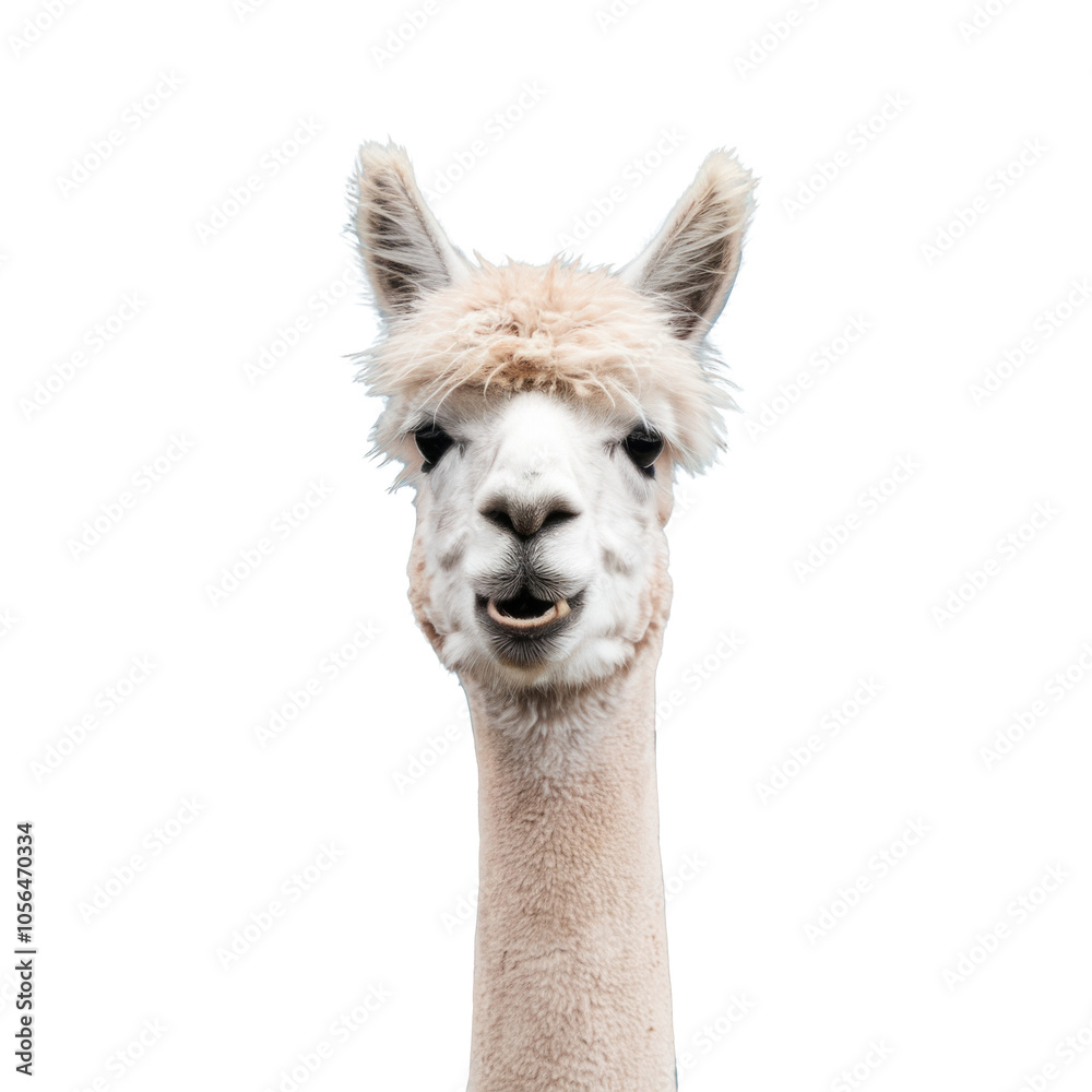 Obraz premium High-Quality PNG Funny white alpaca Isolated on White Background – High Resolution