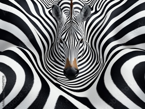 Distorted zebra pattern with swirling, stretched stripes, creating an abstract, fluid effect that mixes natural design with surreal distortion