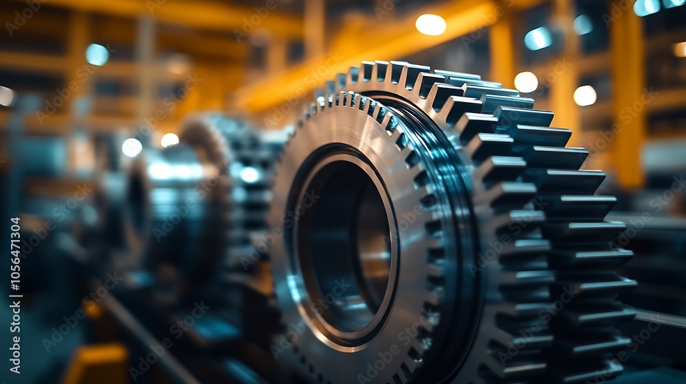Close-Up of Large Gear with Teeth in Industrial Workshop with Metalworking Focus : Generative AI Close-Up of Large Gear with Teeth in Industrial Workshop with Metalworking Focus : Generative AI