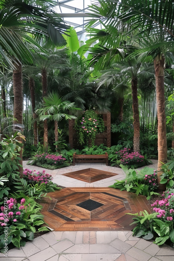 Fototapeta premium Greenery setup arranged in a geometric pattern