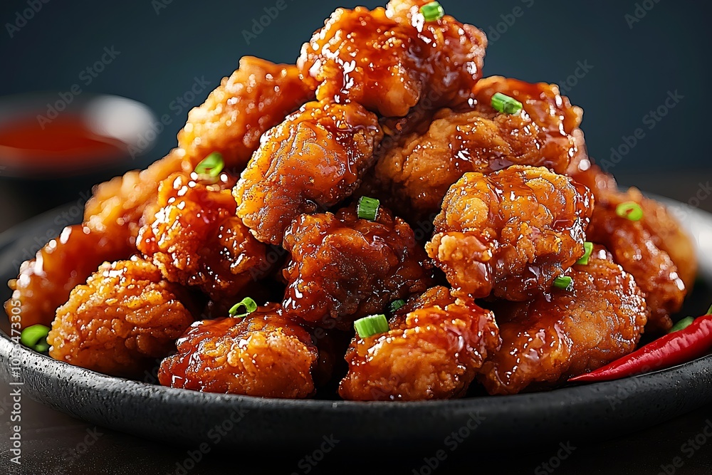 Spiced and Crunchy Korean Chicken Bites with Rich Glaze and Herbs : Generative AI Spiced and Crunchy Korean Chicken Bites with Rich Glaze and Herbs : Generative AI