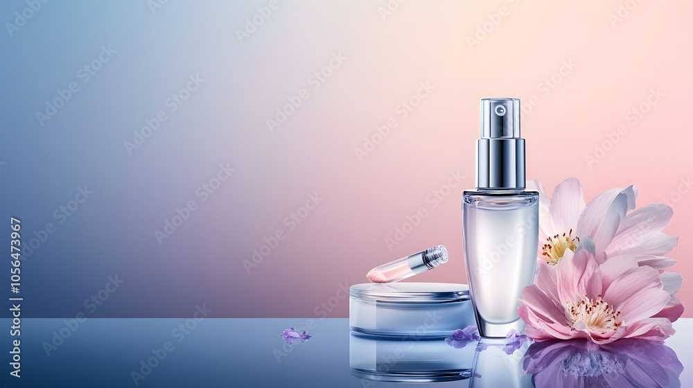 Elegant floral essence with perfume and cream