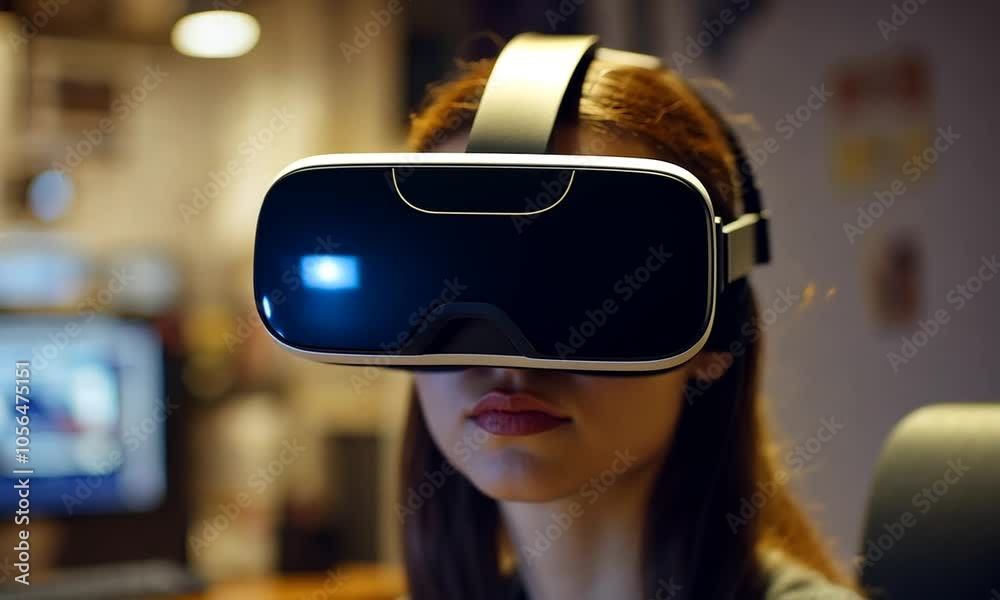 Woman Experiencing Virtual Reality Woman Experiencing Virtual Reality
