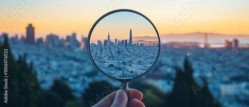 San Francisco Skyline Through Magnifying Glass. photo