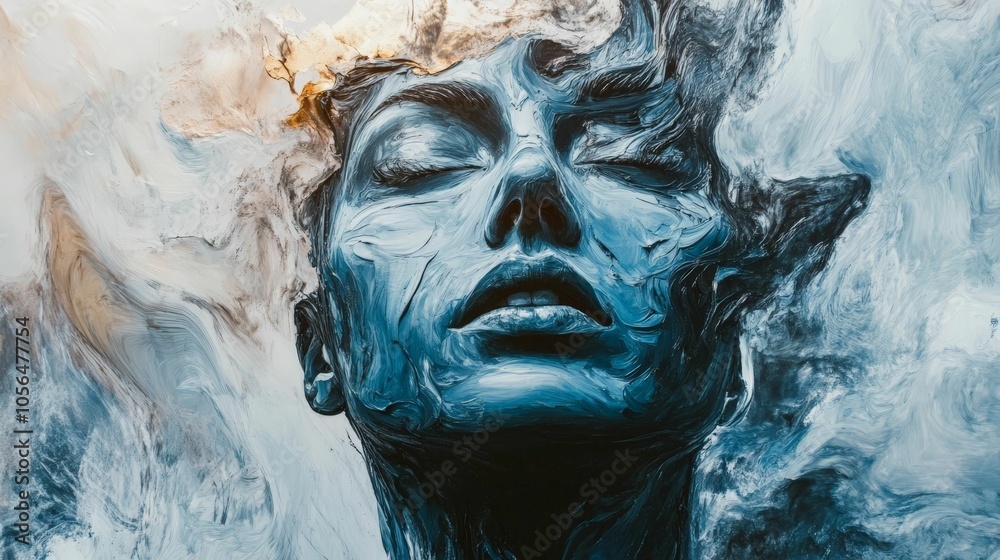 Abstract portrait of a woman with textured skin and a blurred background. Abstract portrait of a woman with textured skin and a blurred background.