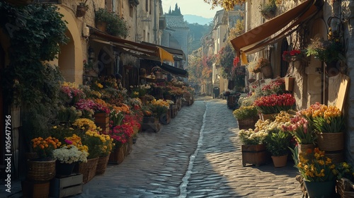 Floral market in a charming...