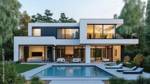 Luxury modern house with po...