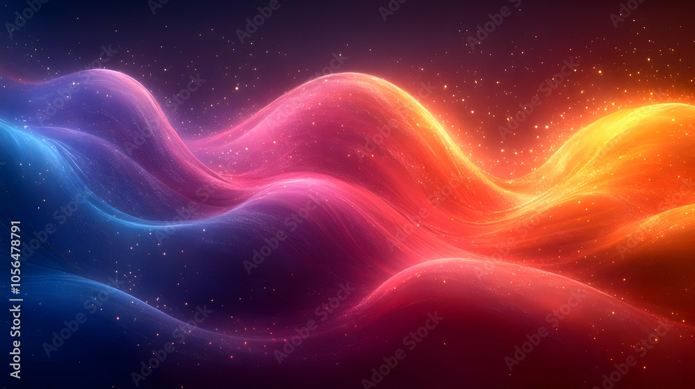 Fototapeta premium Abstract Background with Colorful Wavy Lines and Sparkling Lights