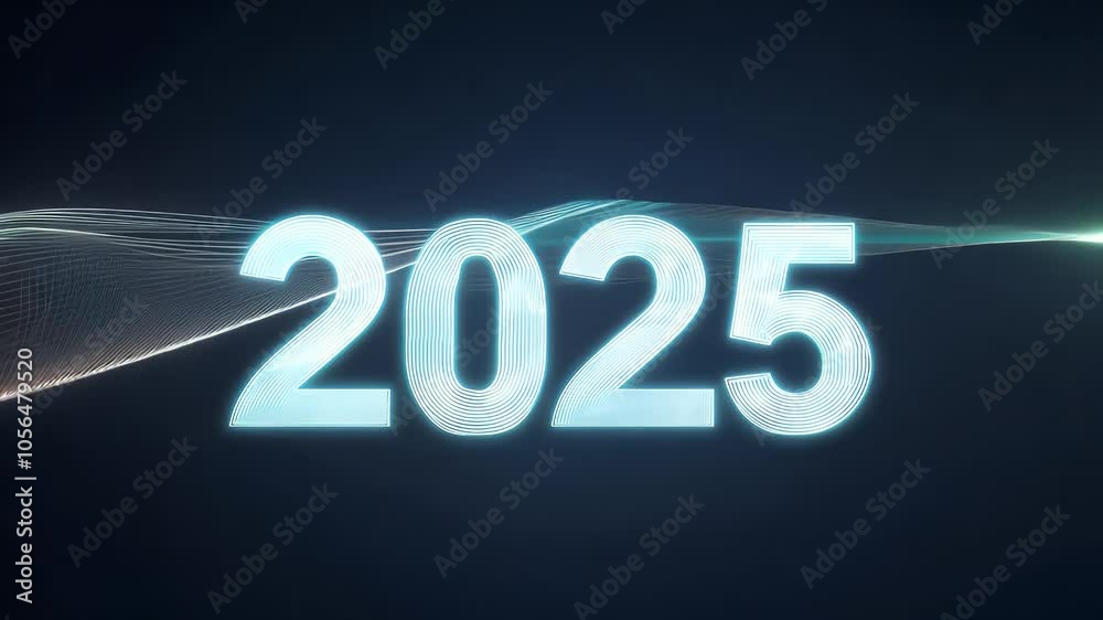 Bright futuristic depiction of the year 2025 in glowing numbers. Bright futuristic depiction of the year 2025 in glowing numbers.