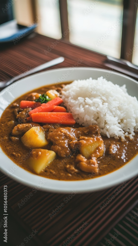 Japanese curry with rice and vegetables - Japanese food style Japanese curry with rice and vegetables - Japanese food style