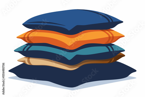 Stack of luxury cushions on a white background