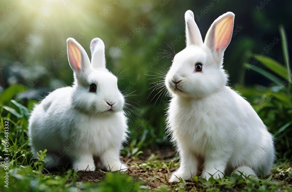 Twin White Bunny Babies - A Pair of Perfect, Precious Furballs Twin White Bunny Babies - A Pair of Perfect, Precious Furballs