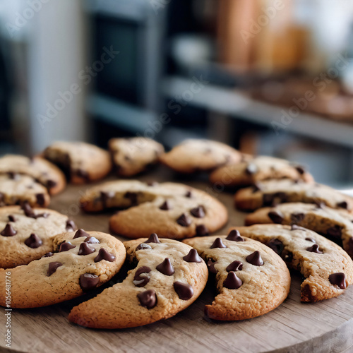 Moon-Shaped Chocolate Chip Cookies Arranged in a Circle – Creative Dessert Display photo